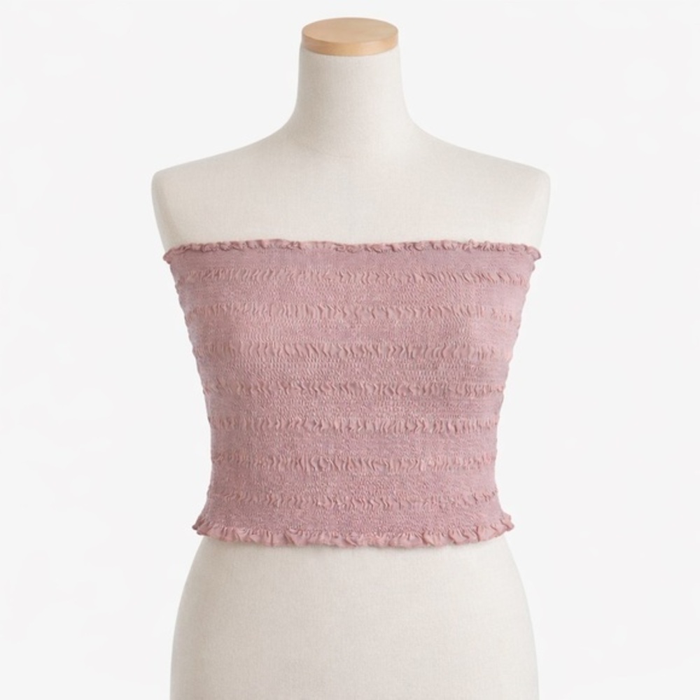 Aeropostale Small Smocked Pink Ruffled Tube Top Coquette Girl Balletcore NWOT